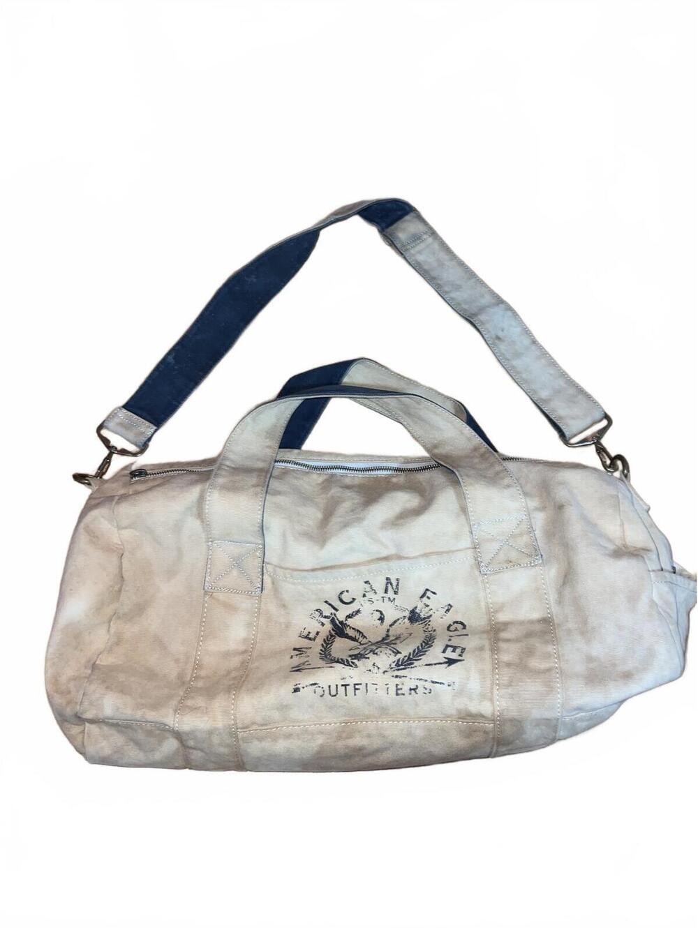 Vintage American Eagle Canvas Duffel Bag with Shoulder Strap